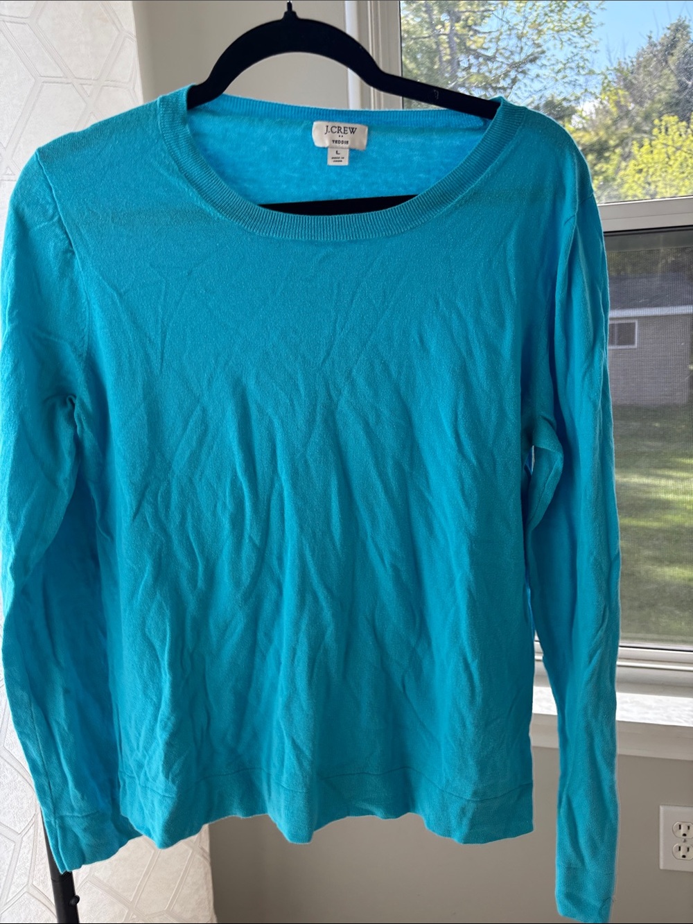 J. Crew Lightweight Crewneck Sweater in Turquoise Blue
